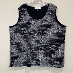 Plus Size Black & Silver Plus Size Sleeveless Dress Top By Kasper. Size 3X